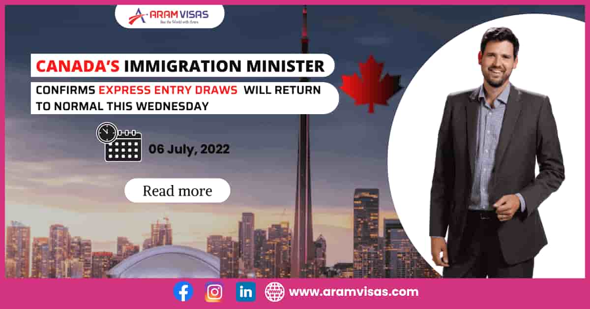 The Minister of Immigration of Canada has confirmed that the Express Entry drawings will resume on Wednesday.