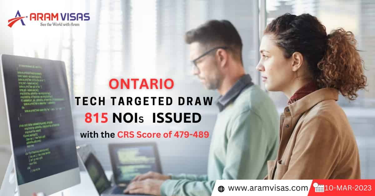 Ontario Tech Targeted Draw – 815 NOIs Issued To The Candidates With The CRS Score Of 479-489